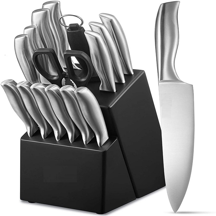 Fábrica Atacado Custom OEM Professional 14 Pcs Chef Knife Sets Aço Inoxidável Conjunto de facas de cozinha com bloco 