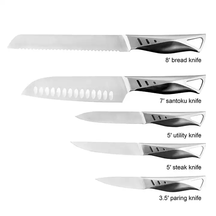 2022 Hot Sale New Design Blade Handle 5-Piece Knife Conjunto de faca de cozinha de aço inoxidável 