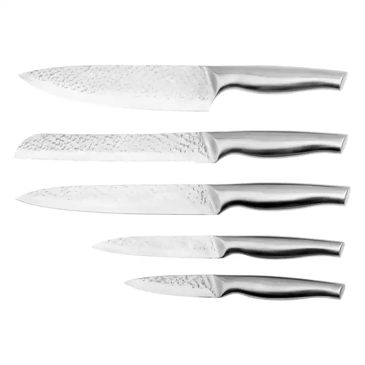 Produtos quentes personalizados 6 pcs Utensílios de cozinha Punho oco de aço inoxidável faca de cozinha conjunto com bloco de faca 