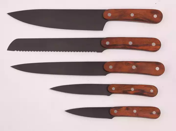 Natural Pakka Madeira de Aço Inoxidável 3cr13 6Pcs Sharp Knives Set Faca de Cozinha Set 