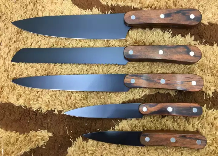 Natural Pakka Madeira de Aço Inoxidável 3cr13 6Pcs Sharp Knives Set Faca de Cozinha Set 