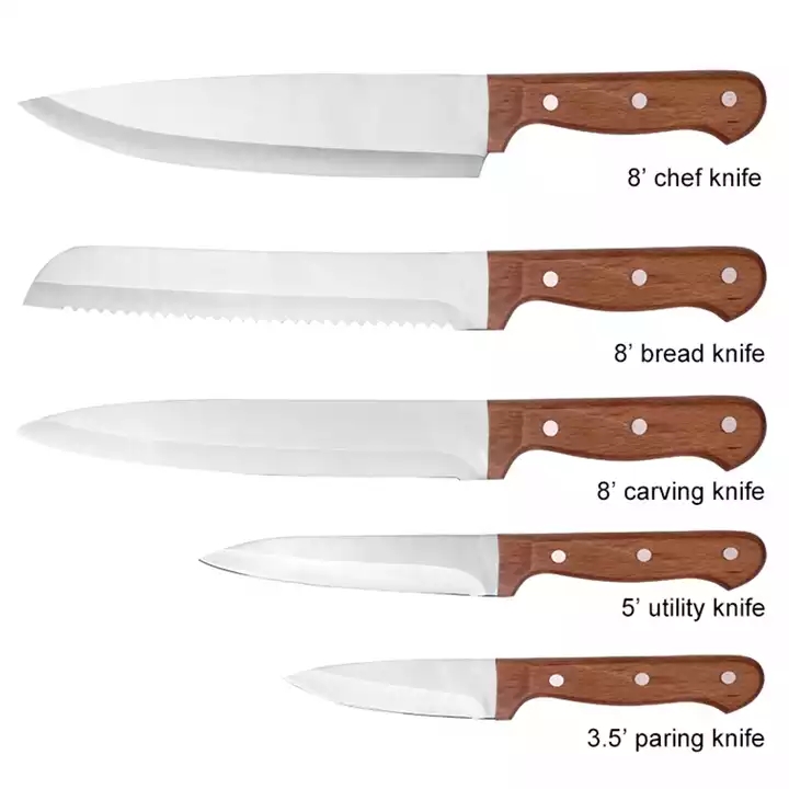 Alta Qualidade 5 Polegada Steak Knife Set Com Pakawood Handle 5 Peças Conjunto de Faca de Aço Inoxidável 