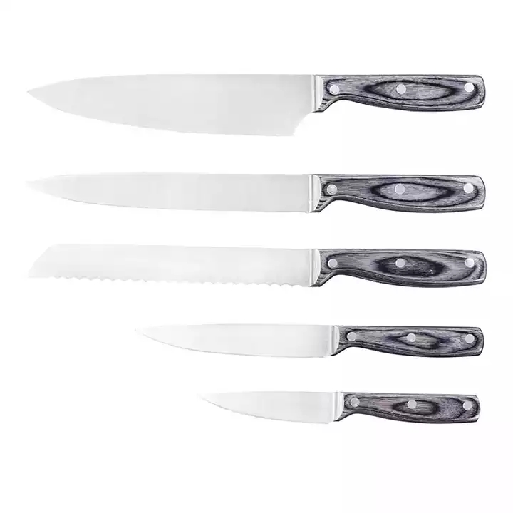 Conjunto de faca de aço inoxidável de alto padrão Chef Knife Utility Knife Set Com alça de madeira Pakka 