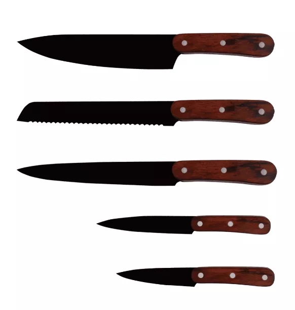 Natural Pakka Madeira de Aço Inoxidável 3cr13 6Pcs Sharp Knives Set Faca de Cozinha Set 